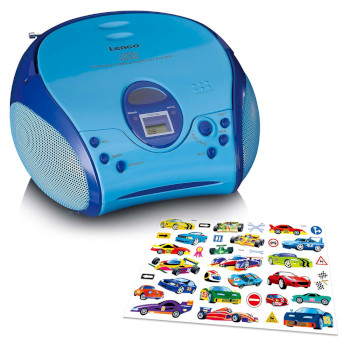 SCD-24BU KIDS Boombox met cd-speler fm-radio en stickers blauw Product foto